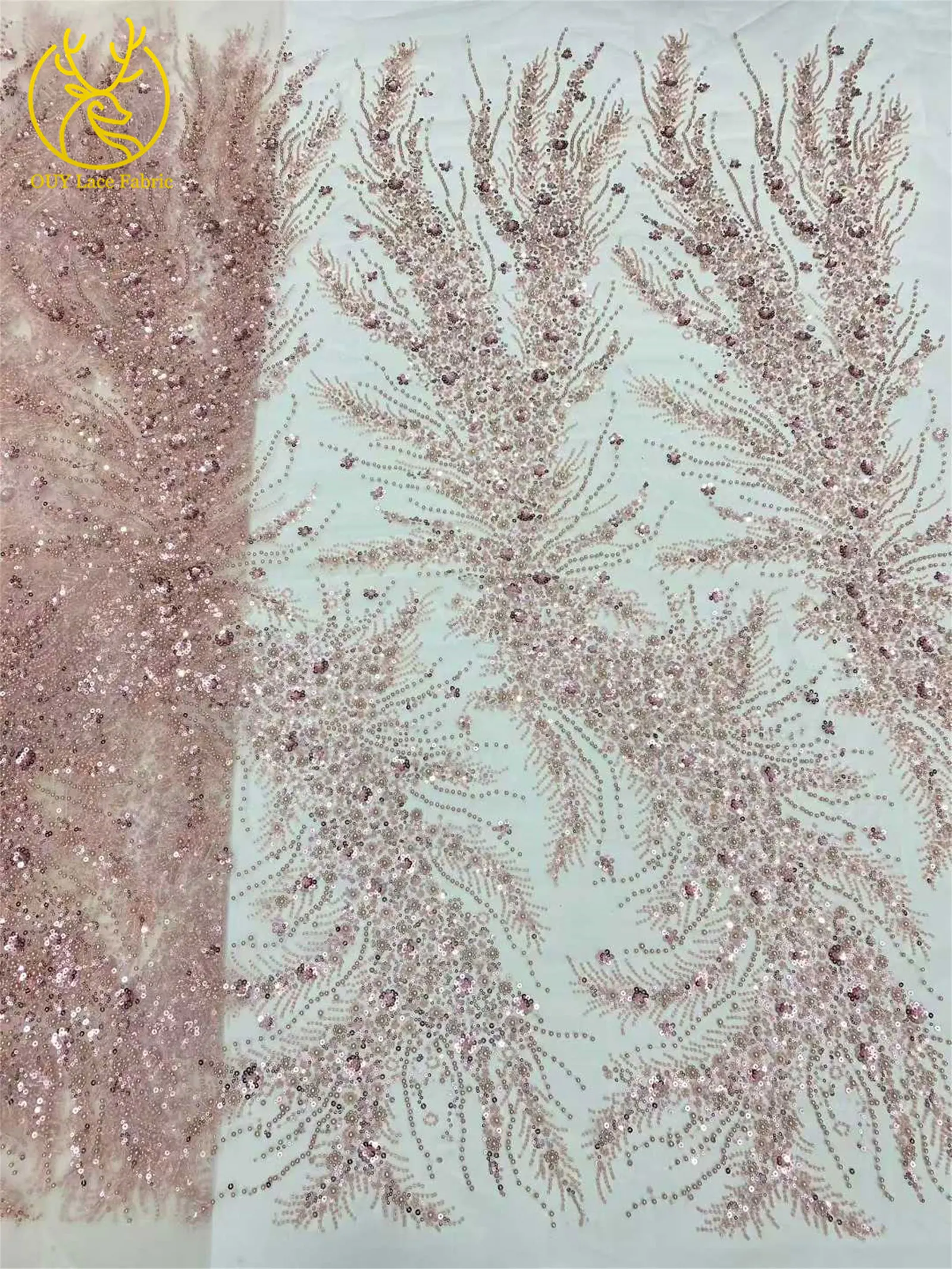2026 Luxuriöser, zarter Netzstoff mit Perlenstickerei, 5 Yards, eleganter, hochwertiger afrikanischer Spitzenstoff für Hochzeits- und Abendkleider zum Nähen – Detail 15
