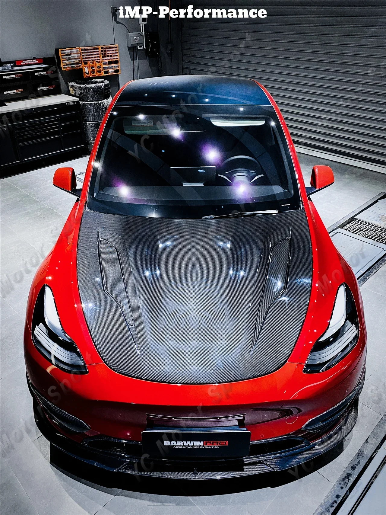 

Car Accessories Carbon Fiber iMP Performance Style Hood Fit For 2020-2022 Tesla Model Y Bonnet Engine Cover