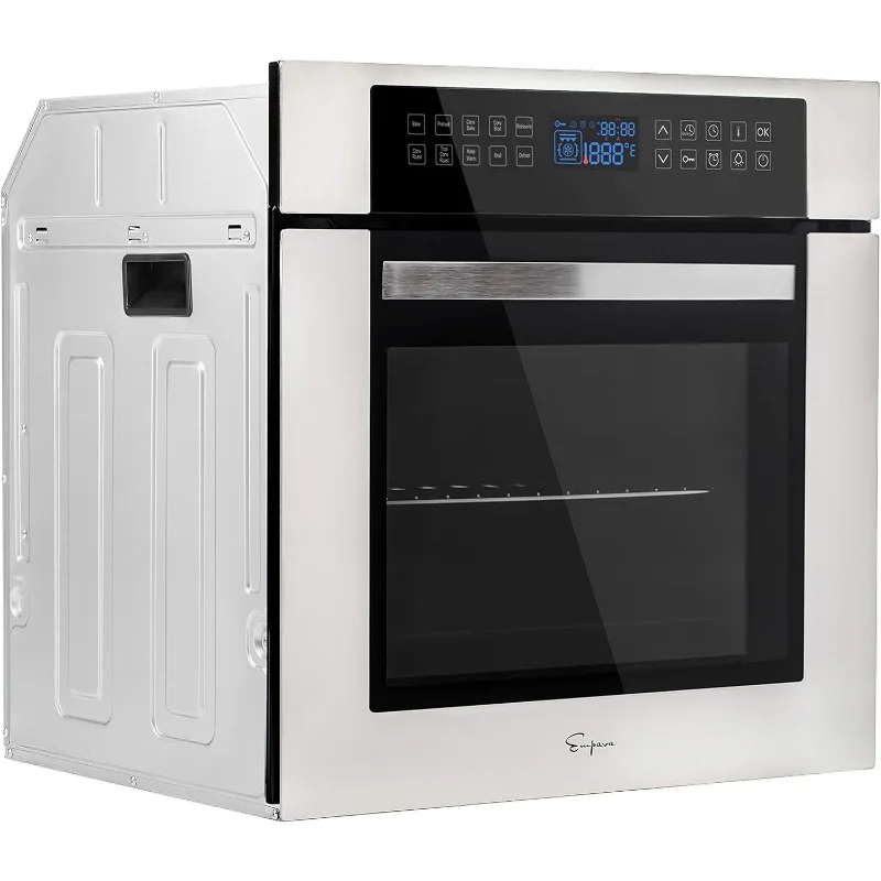 Empava 24 Inch Electric Single Wall Oven 10 Cooking Functions Deluxe 360° ROTISSERIE with Sensitive Touch Control