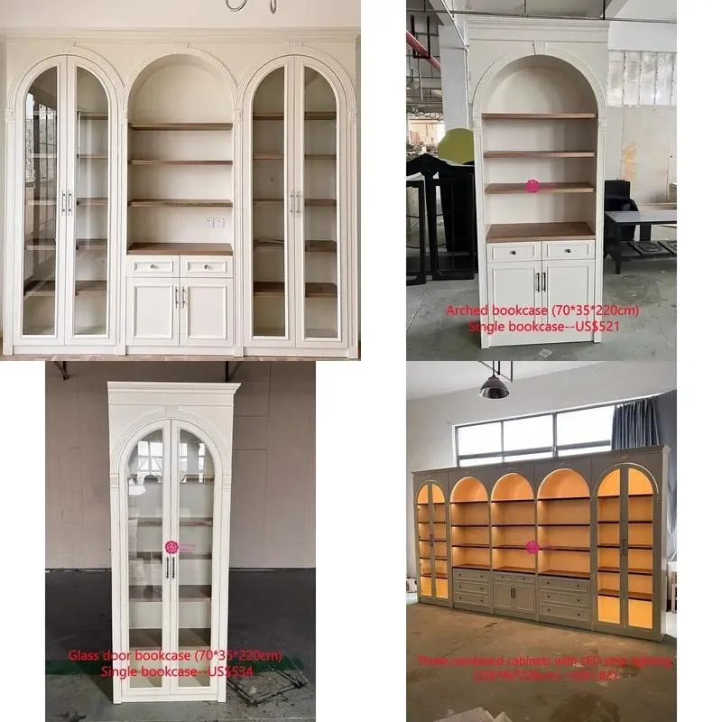 American European Style Solid Wood Large Capacity Durable Living Room Locker Display Cabinet with Glass Door