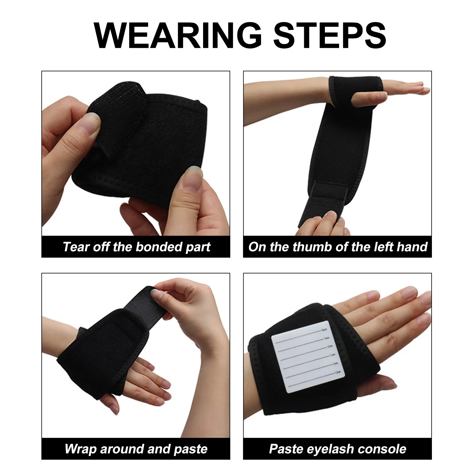 

Fake Eyelash Holder Hand Strap Durable Breathable Premium Grafting Tool Scale Marked 8-13mm Professional Personal Use