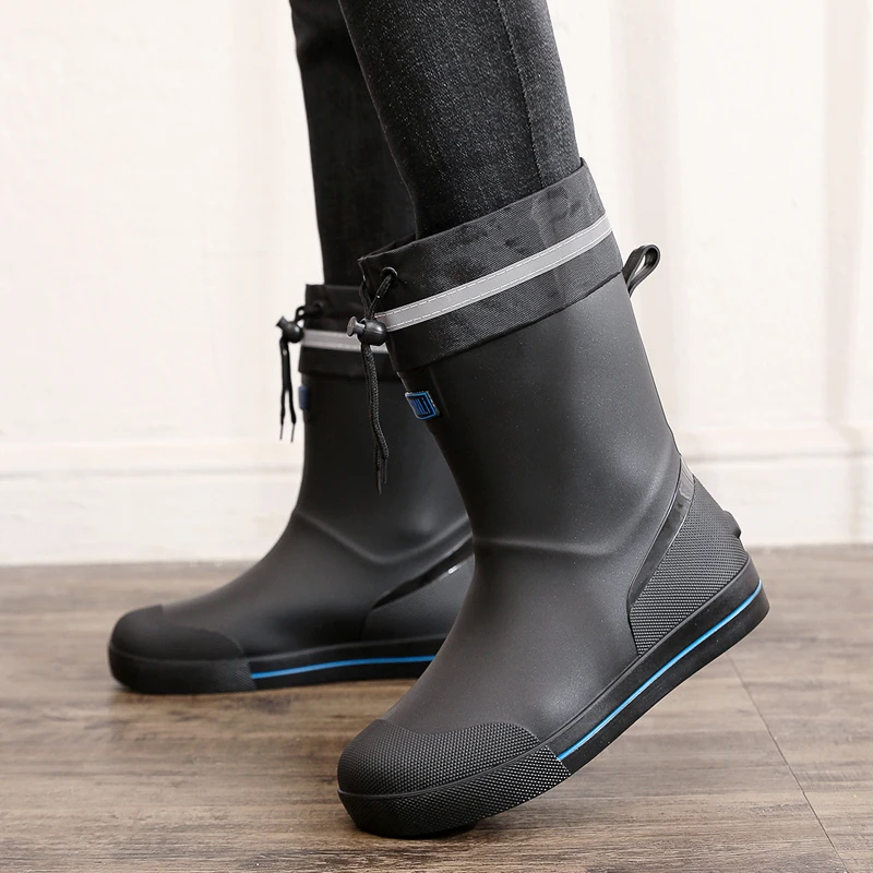 Botas de chuva antiderrapantes masculinas, bota de tornozelo, sapato impermeável, top alto, estilo simples, apto para caminhada ao ar livre, pesca, chef, trabalho, sapatos de água, novo