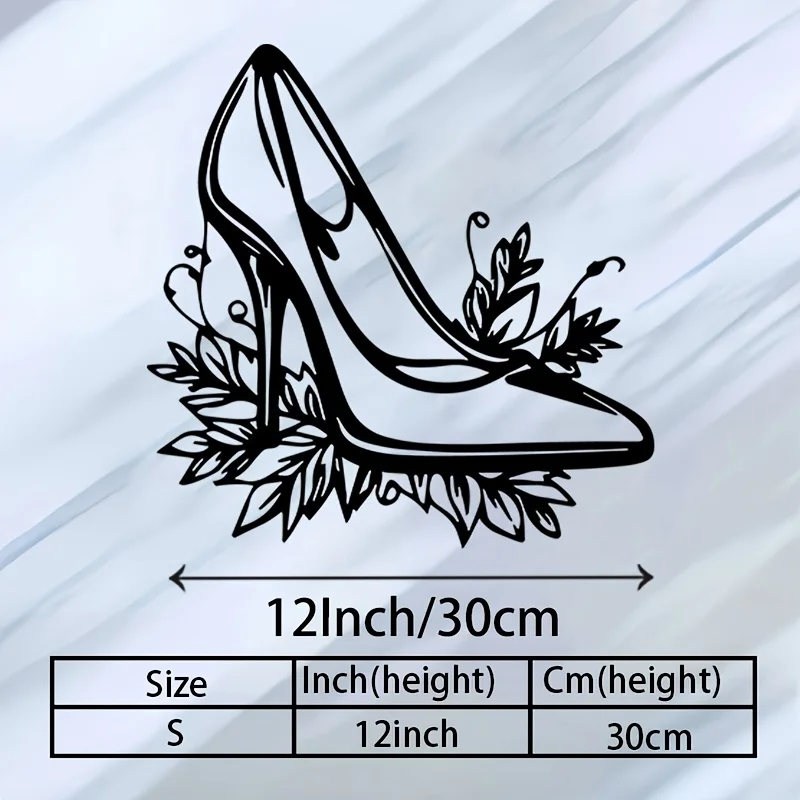 CIFBUY Metal High Heel Leaf Wall Art Laser Cut Iron Silhouette Decor for Living Room Bedroom Black Fashion Girl Gift Home Decor