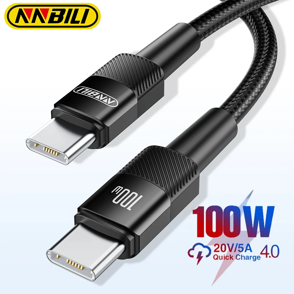 NNBILI PD 100W C To C Type C Cable Charge 4.0 Fast Charging Charger Wire Cord For iPhone 15 Macbook Samsung Xiaomi USB C Cable