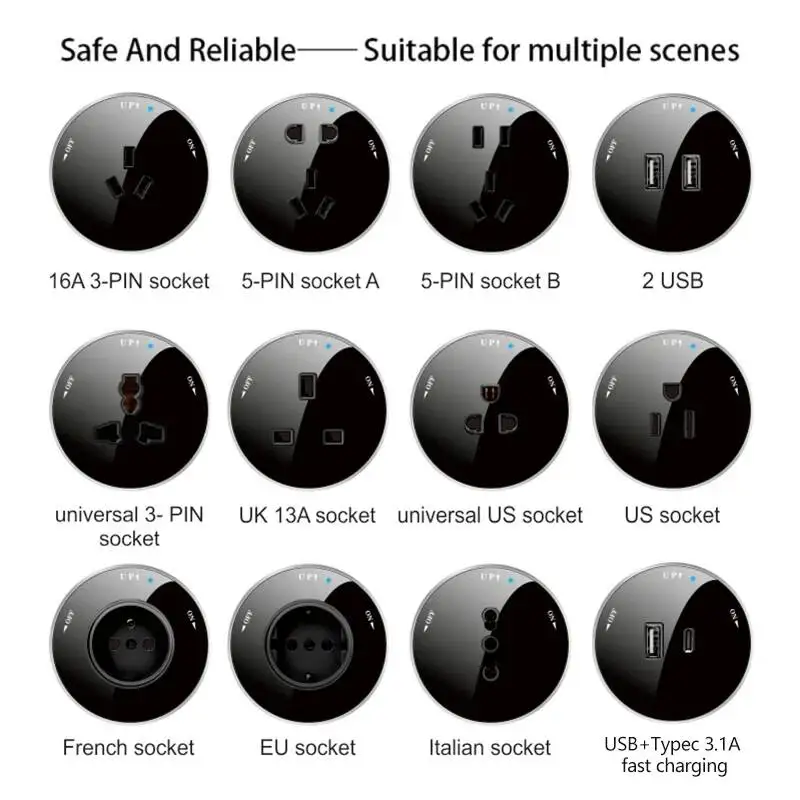 Herepow Power Track Socket Home Appliances Pop Electric Plug Adapter UK US EU Standard Wall Socket With Usb Embeded And Surface view 4