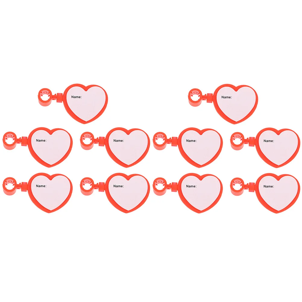 

10pcs Heart Shaped Stethoscope Name Cards For Medical Teaching Tools, Two Sided Id Tag Holder With Open Clasp, Plastic