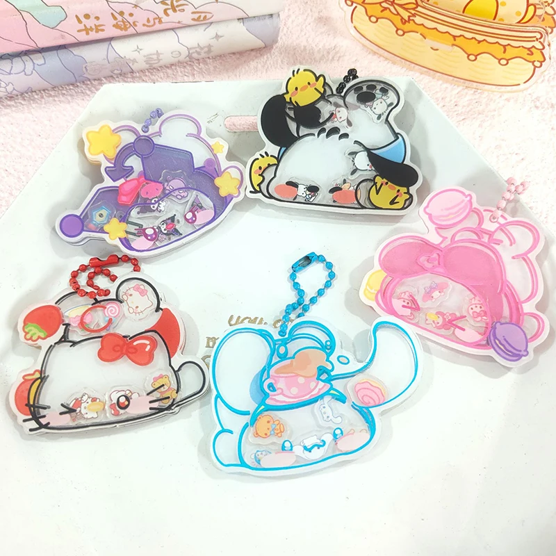 DIY Decoration Holiday Gift Sanrio Anime Hello Kitty Acrylic Keychain Cartoon My Melody Creativity Shake Music Bag Pendant