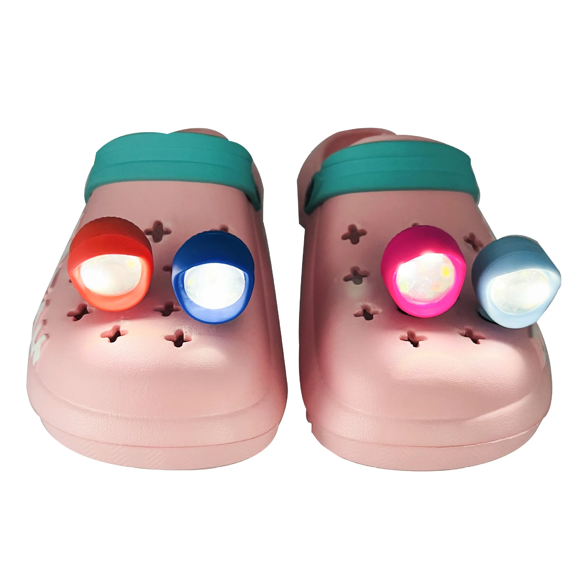 2Pcs LED Shoe Lights Charms 3 Lighting Modes Wearable Waterproof Flashlight Accessories for Night Walk Sandals Shoes Decoration