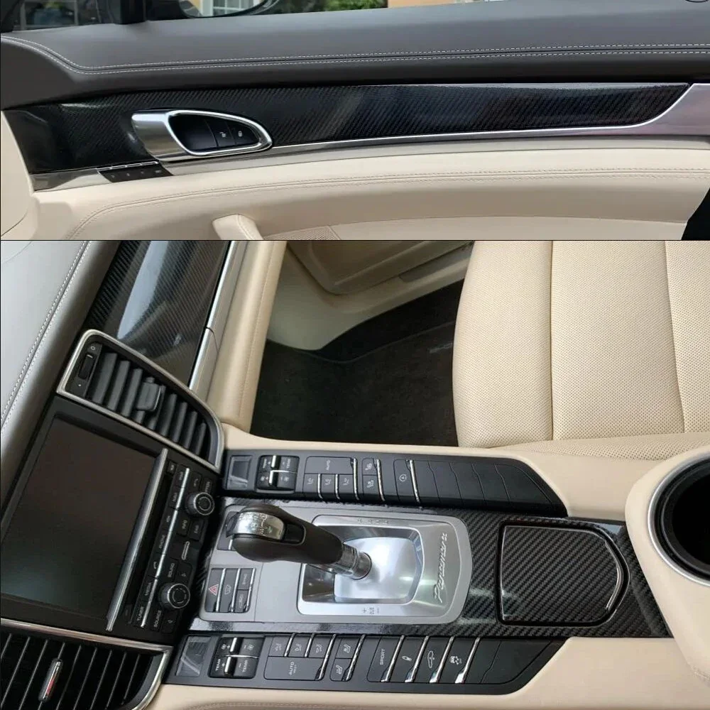 

For Porsche Panamera 2010-2016 Interior Central Control Panel Door Handle Carbon Fiber Stickers Decals Car styling Accessorie