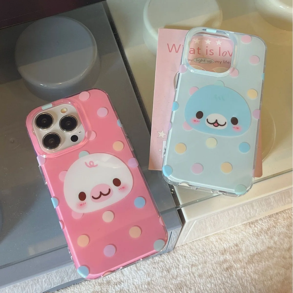 Bonito bolinhas emoticon caso de telefone para iphone 17 16e 16 15 14 13 12 11 pro max xxs xr xsmax 8 7 6 6s ar mais textura pena