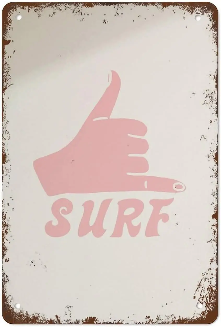Surf Retro Wall Art Metal Tin Sign   12x16 Inch Boho Surfer CoasVintage Decor Home Bedroom Office Wall Decor Relaxation Art S