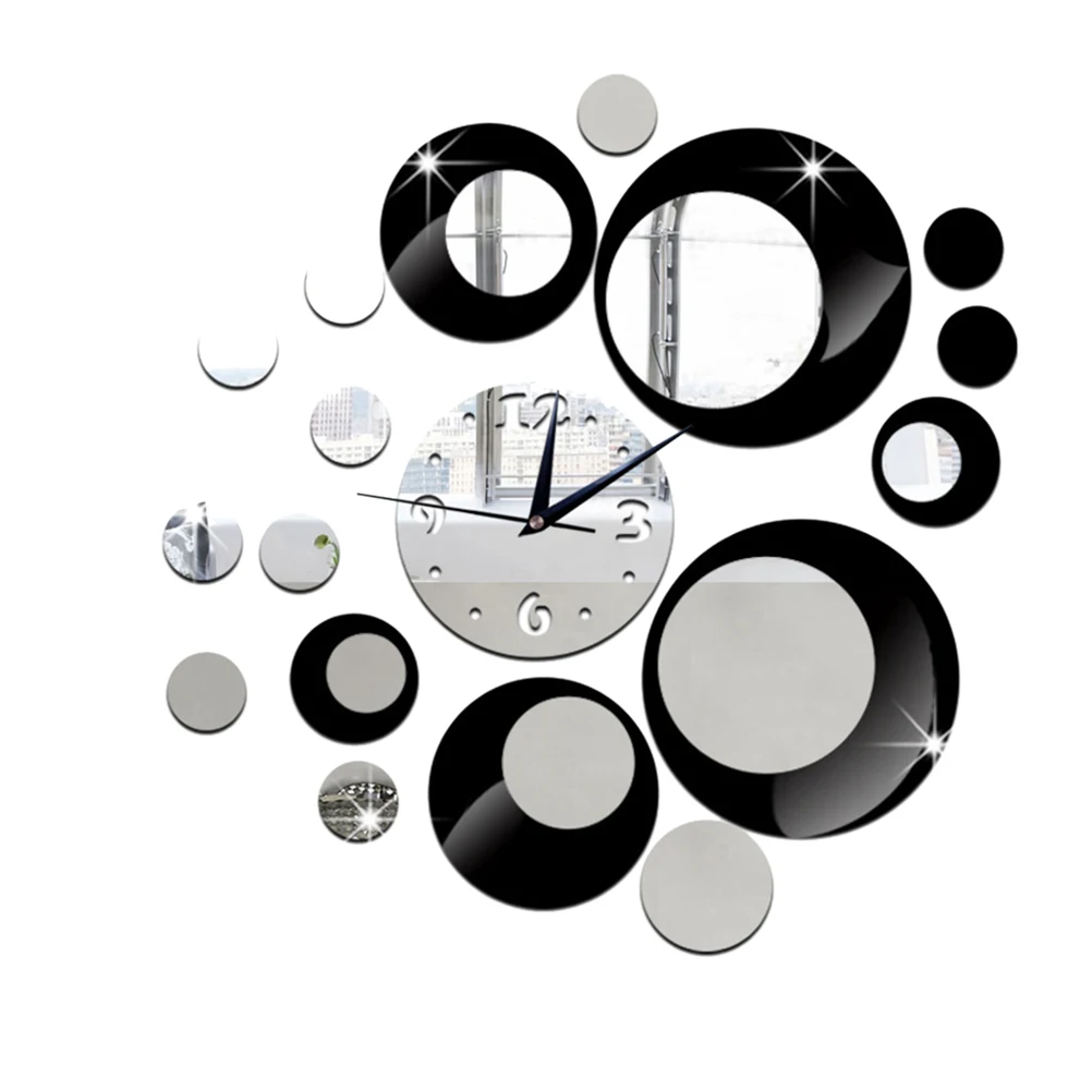 

Circular Art Wall Clock Stylish Living Room Stickers Clocks for Decor Acrylic Creative Decoration