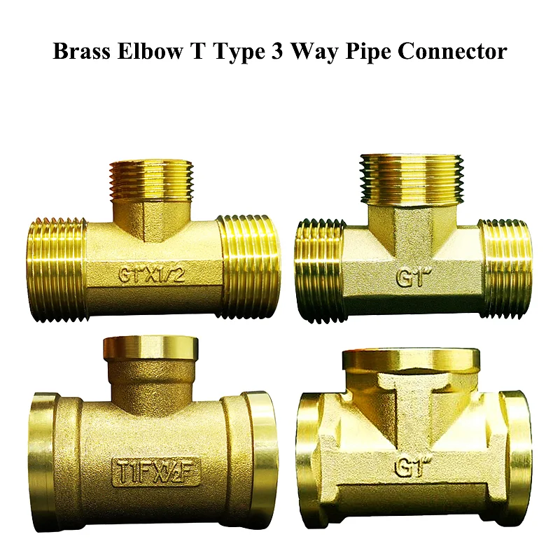 

1/2" 3/4" 1'' Male-Female Thread Brass Pipe Fitting Connector Copper BSP Elbow T Type 3 Way Tube Water Pump Garden Aquarium