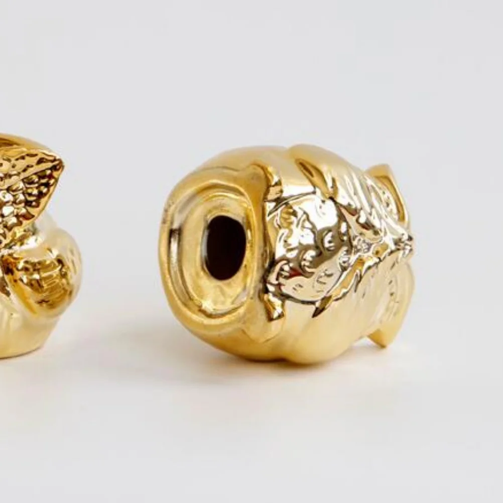 

Ceramic Owl Tealight Holder Golden Desktop Decor Unique Shape Home Office Spa Aromatherapy Relaxation Tealight Holder