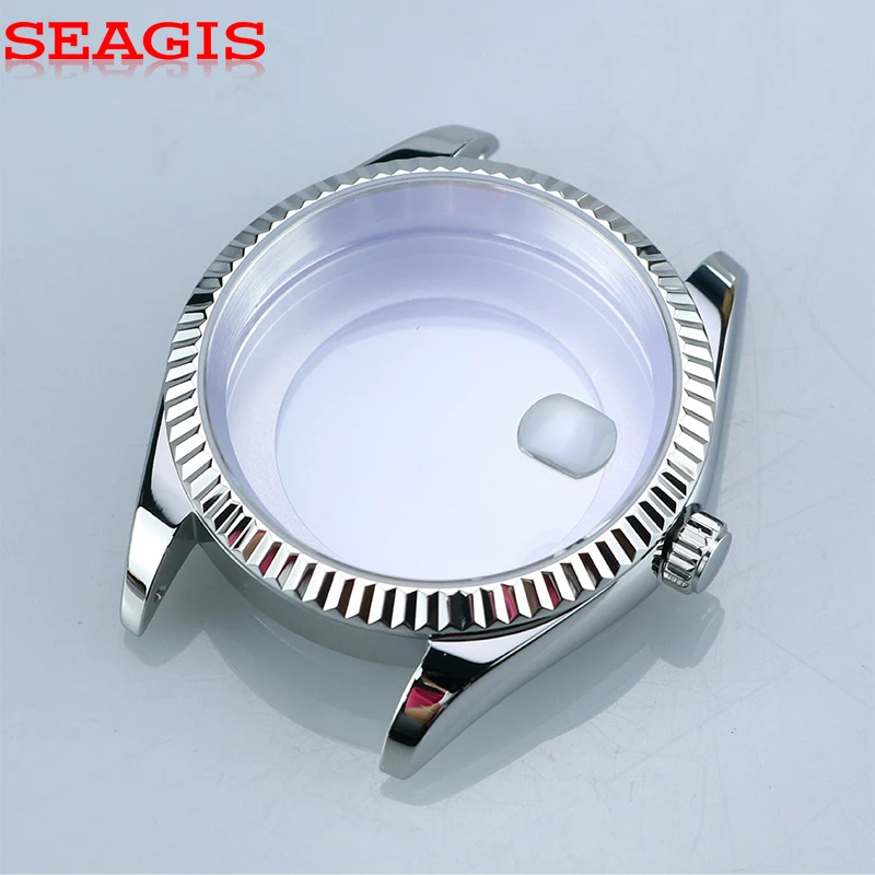 Cassa in acciaio inossidabile da 41 mm Vetro zaffiro con apertura della data dell'obiettivo convesso Misura il movimento NH35 Fondello trasparente