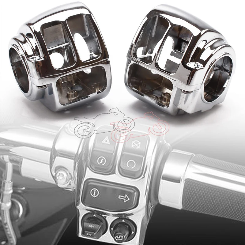 2pcs Chrome Aluminum Motorcycle Handlebar Switch Button Housing Cover For Harley Sportster Dyna Softail V-Rod 1996-2012