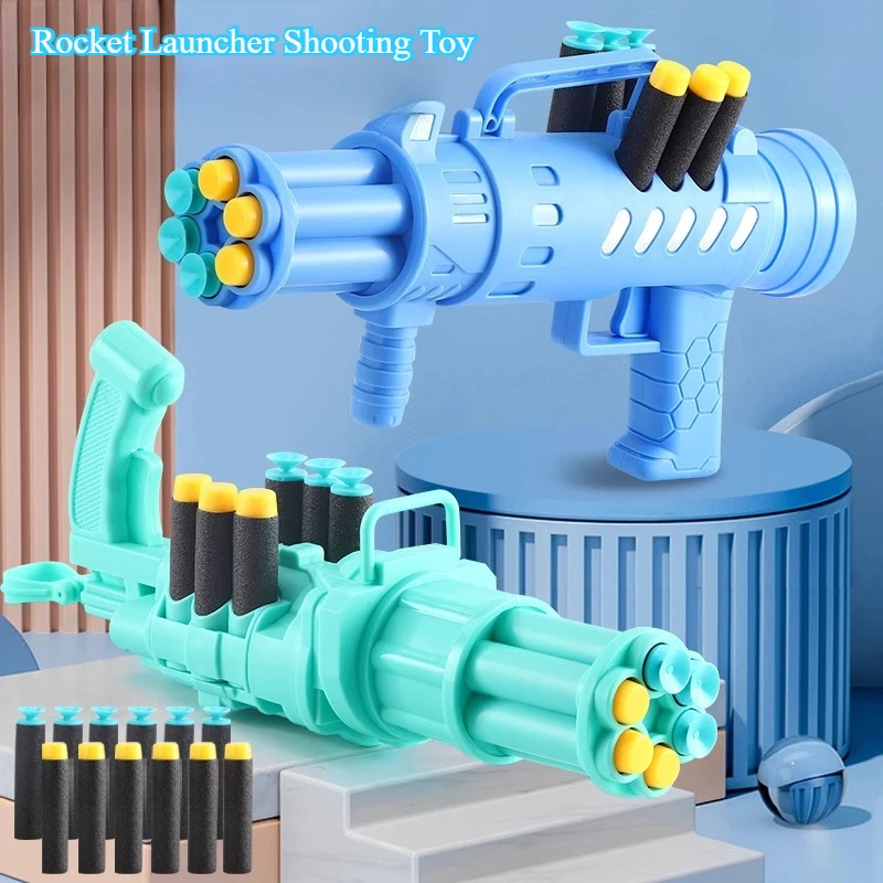 Gatling Soft Bullet Blaster Lanciarazzi Dardo morbido Pistola giocattolo Ragazzi Pistola giocattolo da tiro sicura all'aperto Regali per bambini dai 4 ai 8 anni