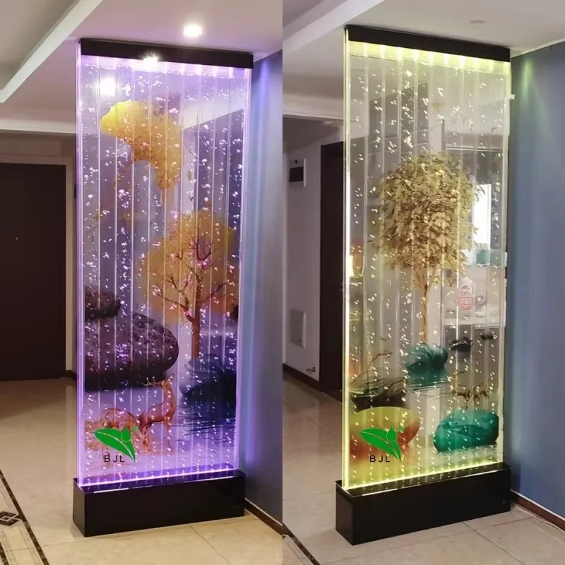 Decorative Light Room Divider Light Emitting Diode Acrylic Bubble Wall Panel with Patterned Background