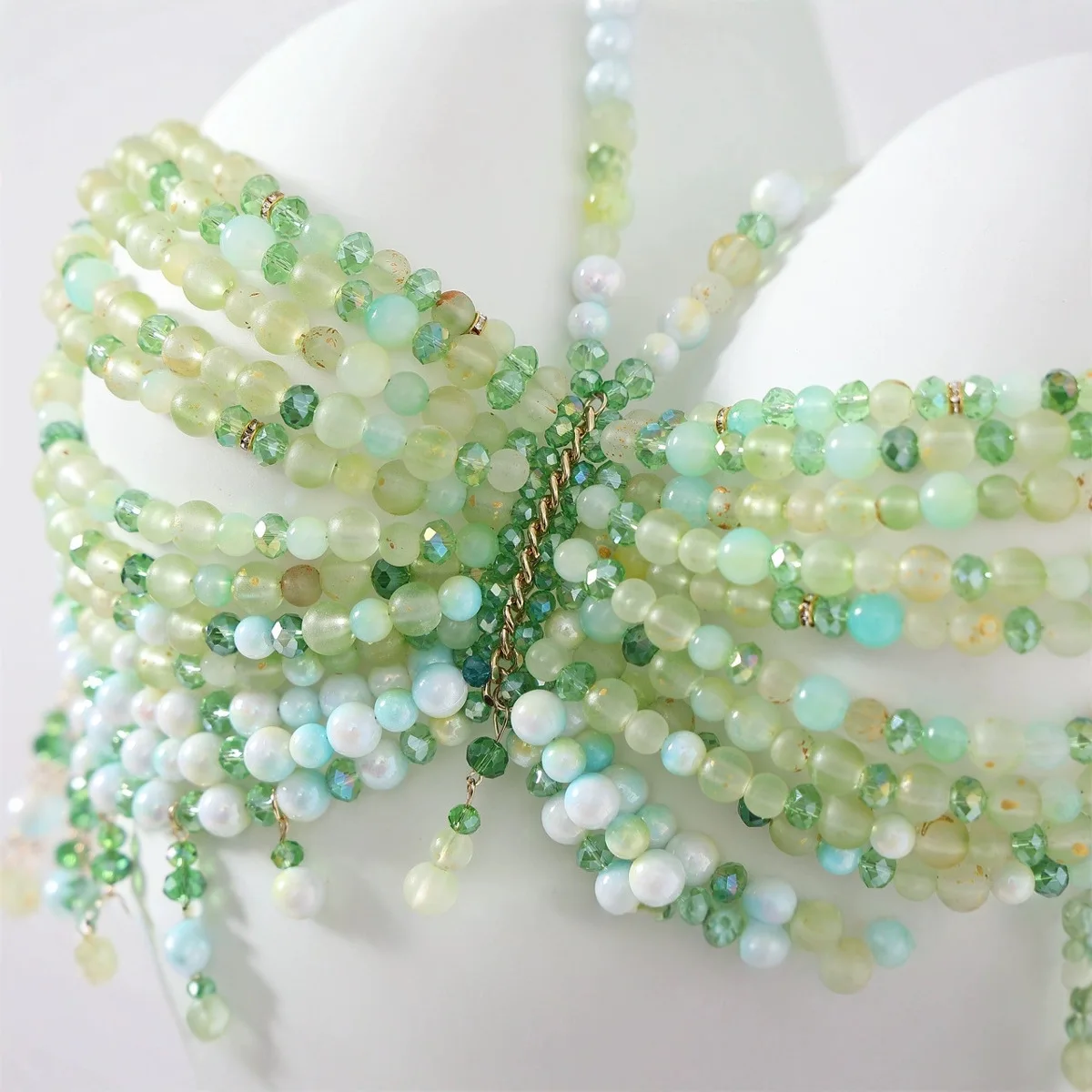 Handmade Colorful Beaded Top With Halter Neckline And Openwork Body Chain, Sexy And Colorful Beaded Bustier For Women.