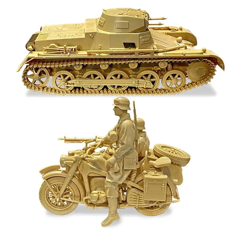 Academy AC13556 1/35 German Armored Vehicle type B+Motorcycle Model