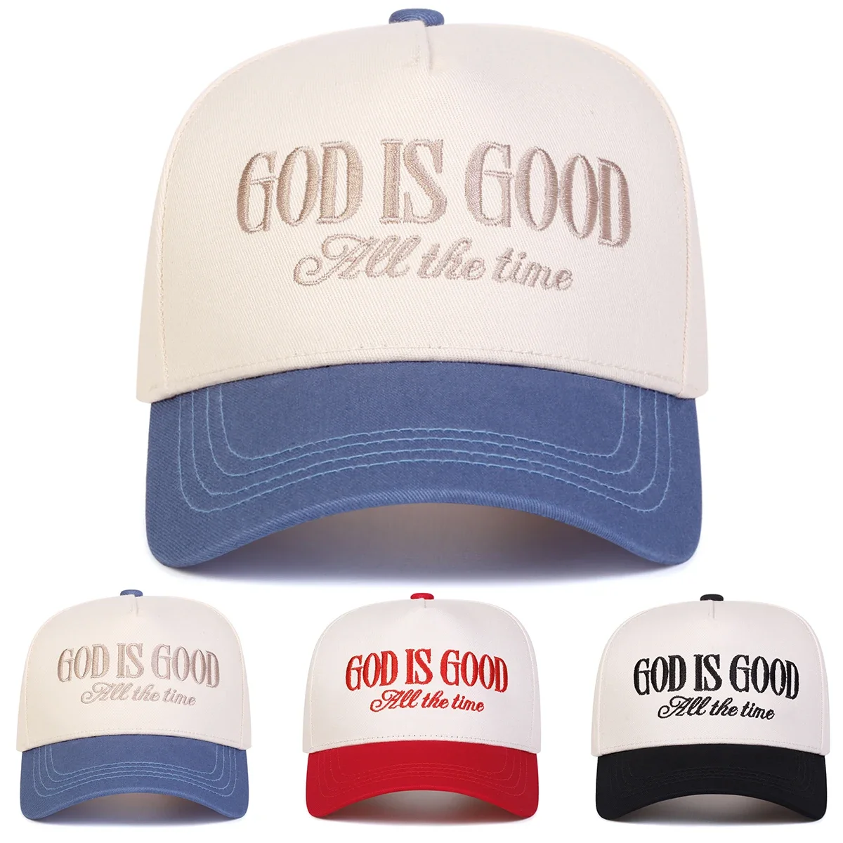 Casquettes de baseball unisexes avec broderie 'GOD IS GOOD', chapeaux décontractés ajustables pour le printemps et l'automne, chapeau de protection solaire, casquette de sport