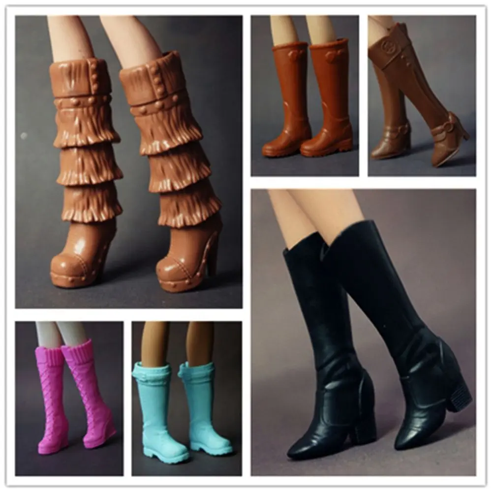 Plastic Fashion Foot Length 2cm Hero Dolls Boot Long Knees Boots Accessories  Shoes