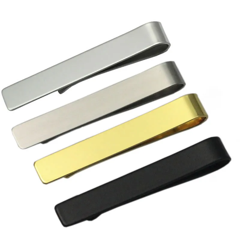 2pcs/lot Men Tie Pin Clips Stainless Steel Tie Clips For Men 48x8x0.8mm Exquisite Wedding Tie Clips Men Tie Bar Jewelry Findings