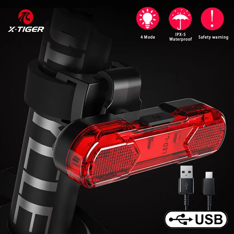 

X-TIGER Bicycle Taillight 360° Adjustable USB Charge LED Bike Rear Light Bicycle Cycling Lights MTB Bike Safety Warning Light