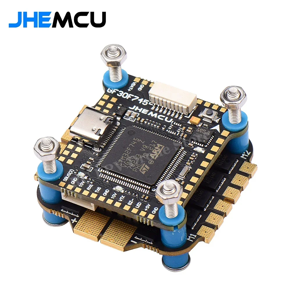 JHEMCU F745 비행 컨트롤러 스택 GF30F745-MPU 비행 컨트롤러, BLHELI_32 45A 60A, 4 인 1 ESC 3-6S 30X30mm RC FPV 드론용