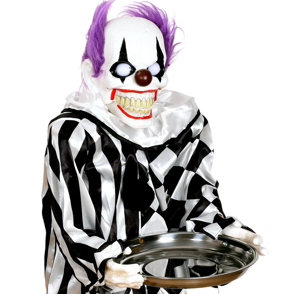 Para decoración de payaso de Halloween, placa final eléctrica, sonido luminoso, adorno de fiesta de habitación embrujada de payaso de pie