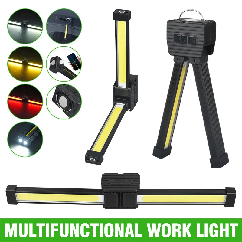 90° Rotation COB Work Light USBC Rechargeable Bright Flashlight 7 Modes Portable Camping Torch Outdoor Waterproof Emergency Lamp