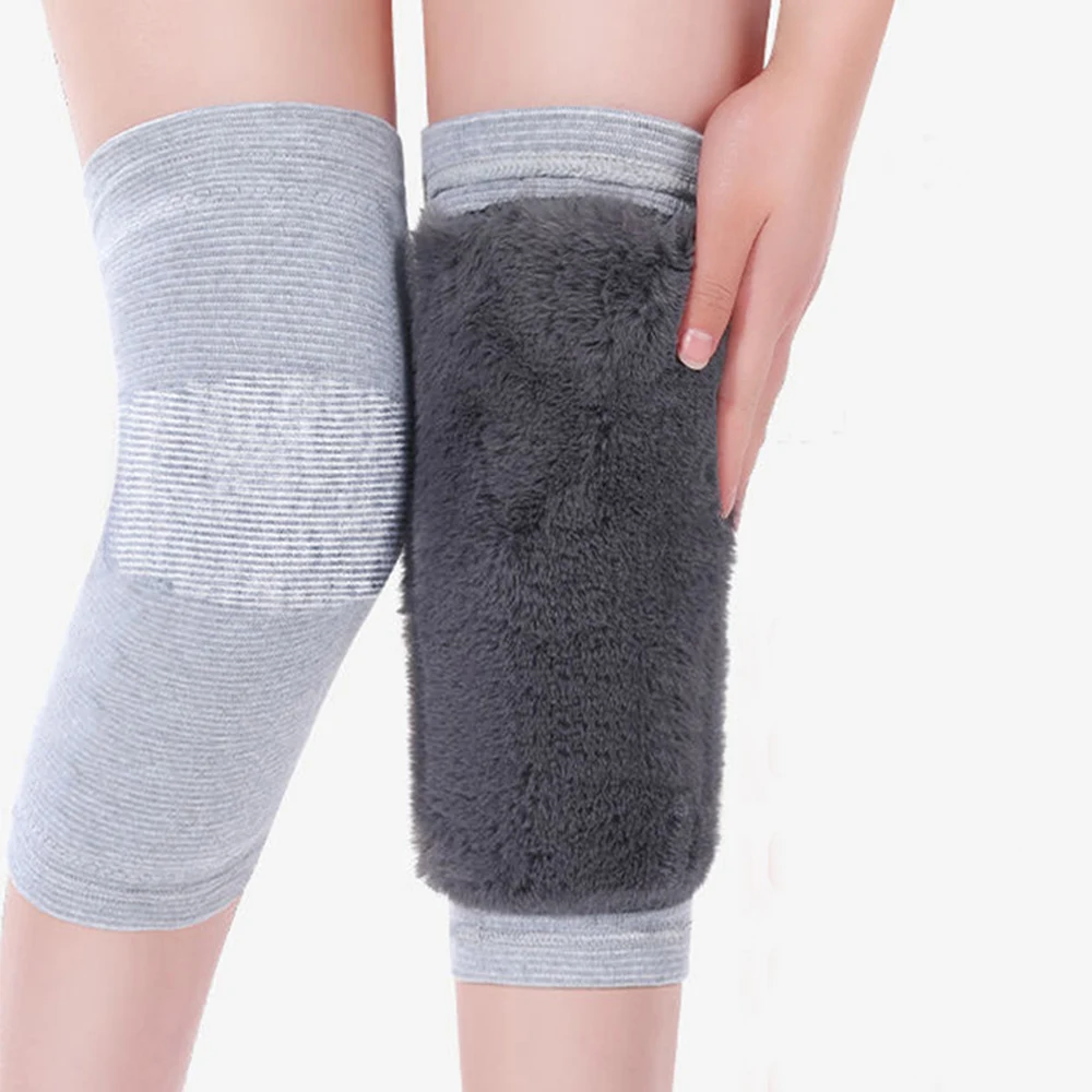 1 Paar Winter Kasjmier Kniebeschermers Warme Mannen Vrouwen Dubbele Dikke Wollen Bescherming Knie Plus Fluwelen Wind En Koude Beschermende Kleding Cadeau