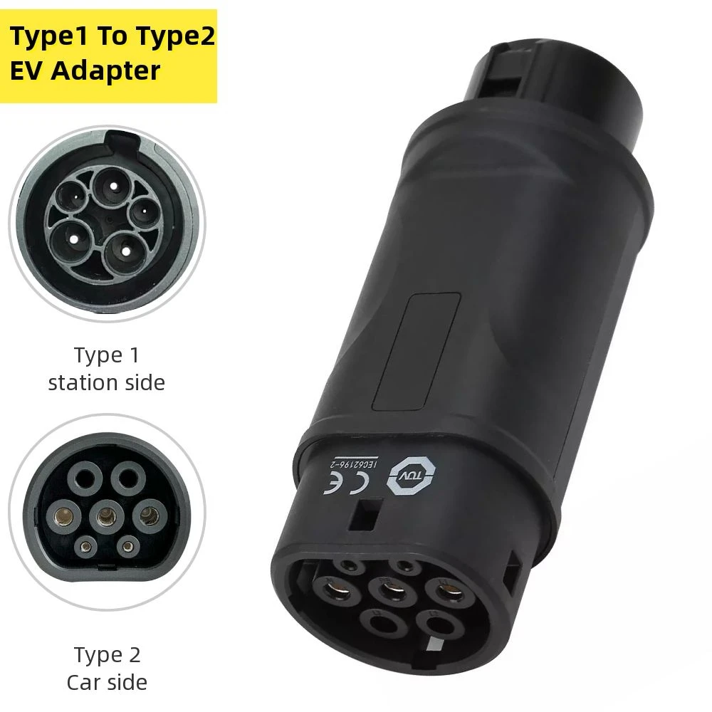 

Type1 to Type2 EV Adapter Electric Vehicle Charging Connector Type 1 to Type 2 32A Compatible With TYPE 1 EVSE Charging Station