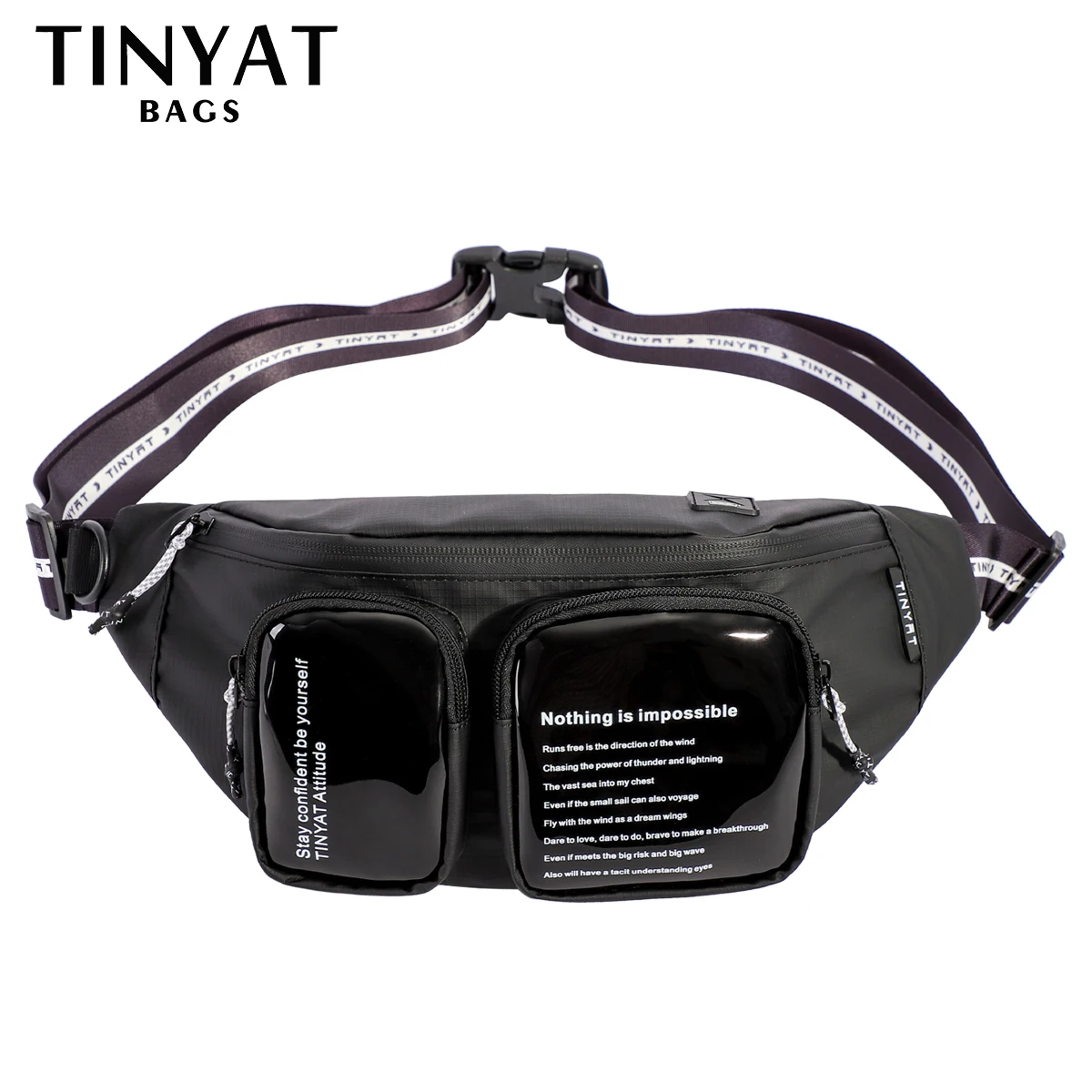 TINYAT Man Belt Pouch Travel Sports Fanny Pack Waterproof Zipper Women Waist Bag For Phone Fashion Shoulder Chest Bag Men