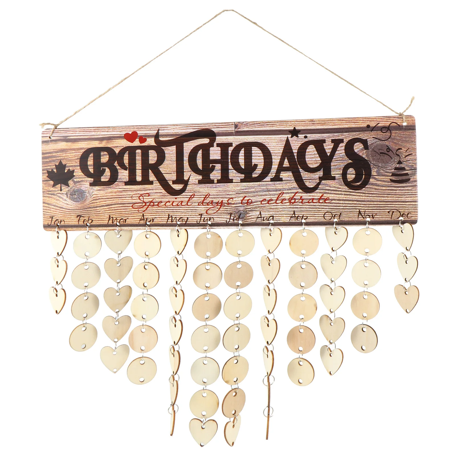 

1Set Wooden Birthday Calendar Hanging Plaque DIY Wall Decor for Family Birthdays Anniversaries Mothers Day Fathers Day Reminder