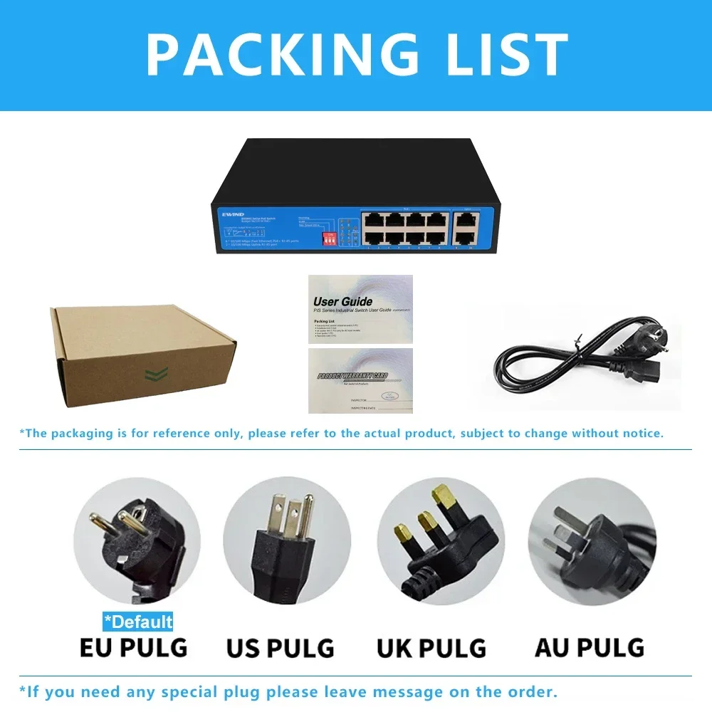 Ewind 10 ports 100m mit eingebautem 8*100m poe 2 * fe rj45 poe switch unterstützung ai watchdog port selbst heilender poe switch