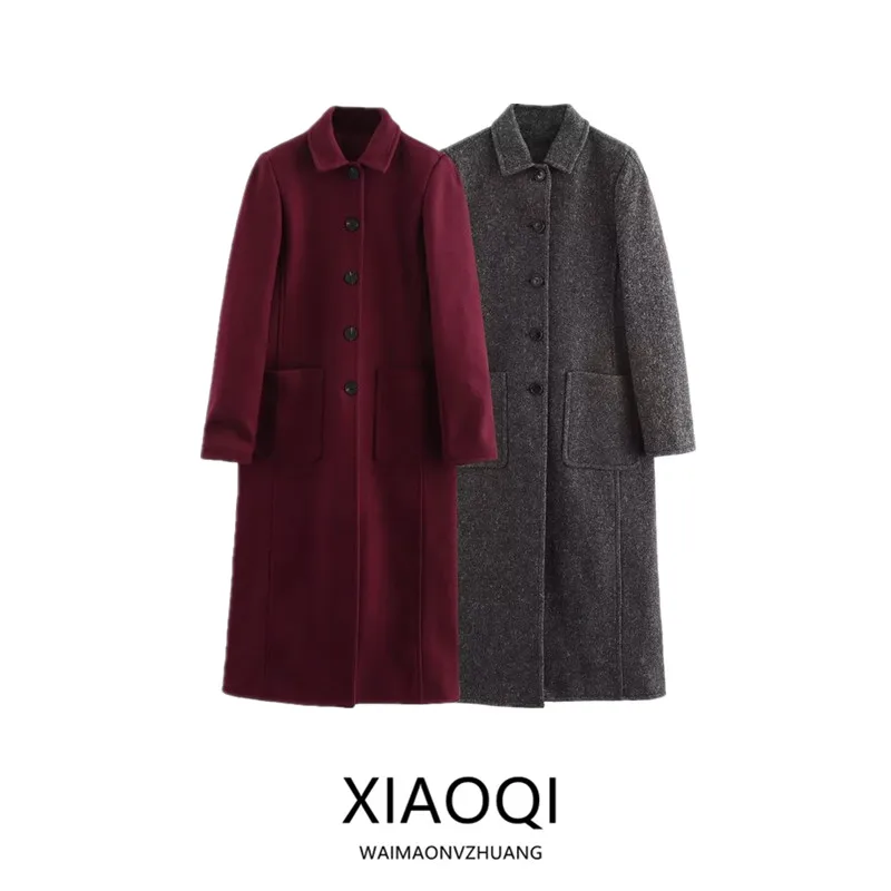 

Faionable длинное пальто из смешанного волокна 2024, осень-зима, Новое поступление, женская одежда, универсальная верхняя одежда, длинный све