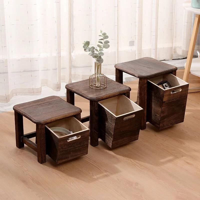 Modern Minimalist Solid Wood Stool Storage Stools Bedroom Bedside Table Multifunctional Furniture Shoe Changing Stool Footrest