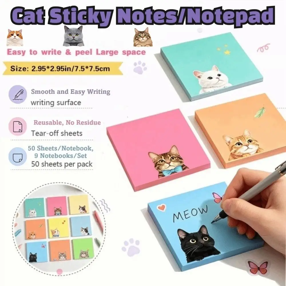 Animal Pattern Animal Sticky Notes Cartoon Kitten Puppy Macaron Cat Cat Dog Note Pad Memo Pad Pet Themed Colorful Note Paper