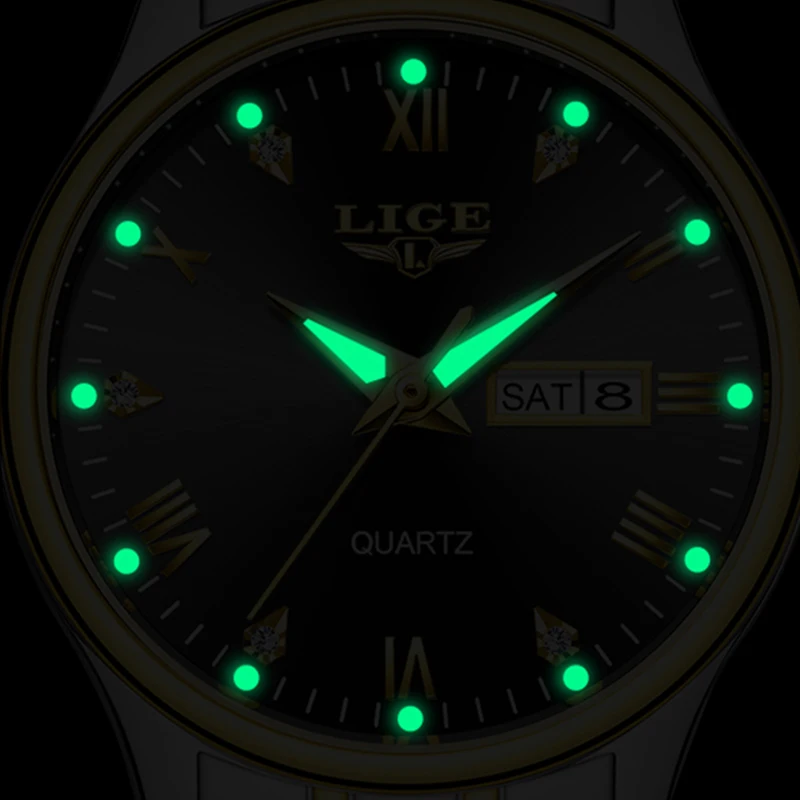 LIGE New Women Watches Luxury Fashion Ladies Quartz Watch Waterproof Luminous Date Stainless Wristwatch Girlfriend Lovers Gift