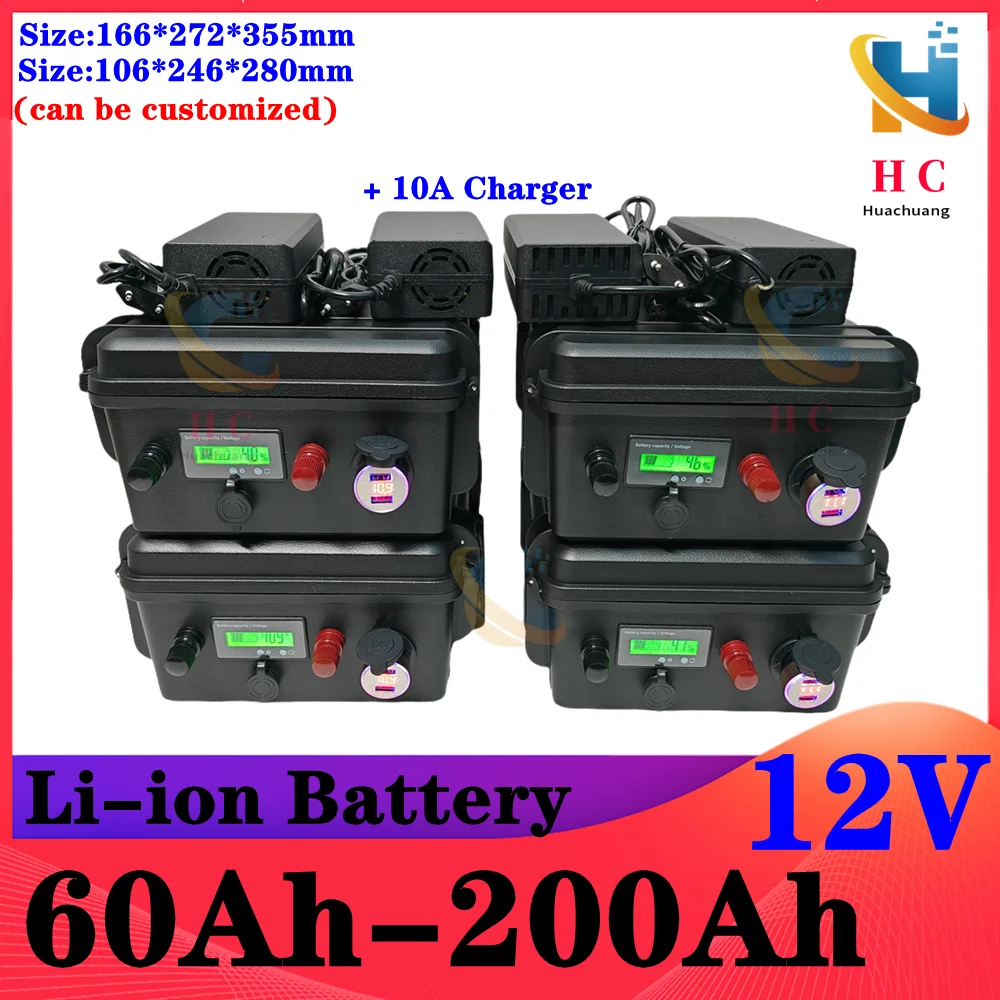 Batterie au lithium polymère portable, 12V, 60Ah, 80Ah, 100Ah, 120Ah, 150Ah, 180 Ah, 200Ah, moteurs de bateau, banque d'alimenta