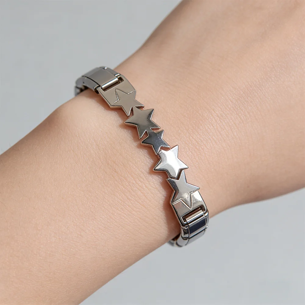Fashion Mix Element Heart Star Chain Italian Charm 9mm Modular Stainless Steel Bracelet for Women Men Gift DIY Youth Accessories