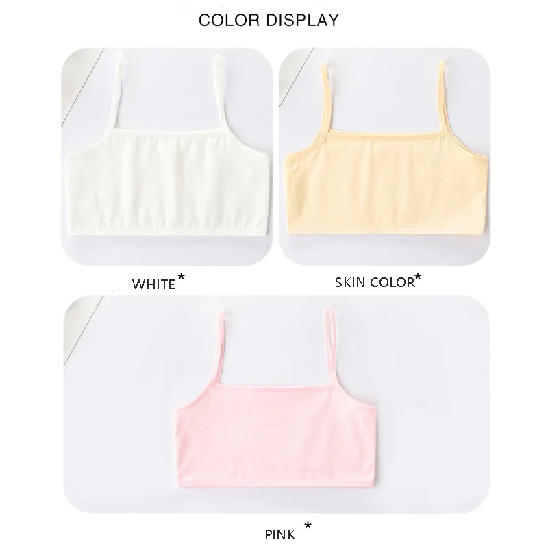 3PCS Children\'s Breast Care Girl Bra puberty 8-14 Years Hipster Cotton Teens Teenage Underwear Summer Kids Vest 2024