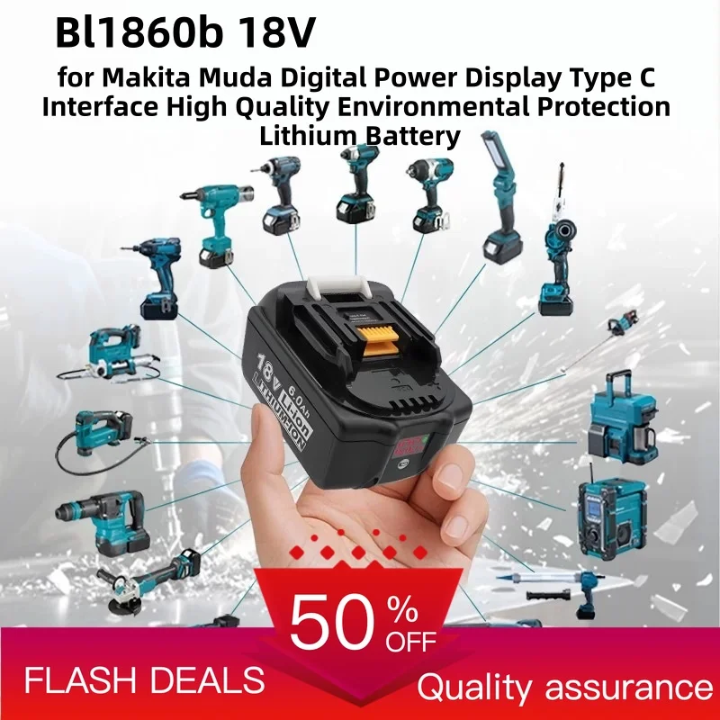 Bl1860b 18V for Makita Muda Digital Power Display Type C Interface High Quality Environmental Protection Lithium Battery