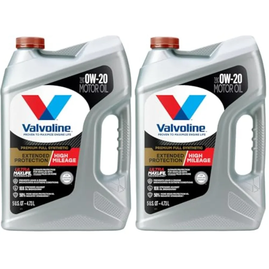 

Extended Protection High Mileage with Ultra MaxLife Technology 0W-20 Full Synthetic Motor Oil 5 QT Pack of 2
