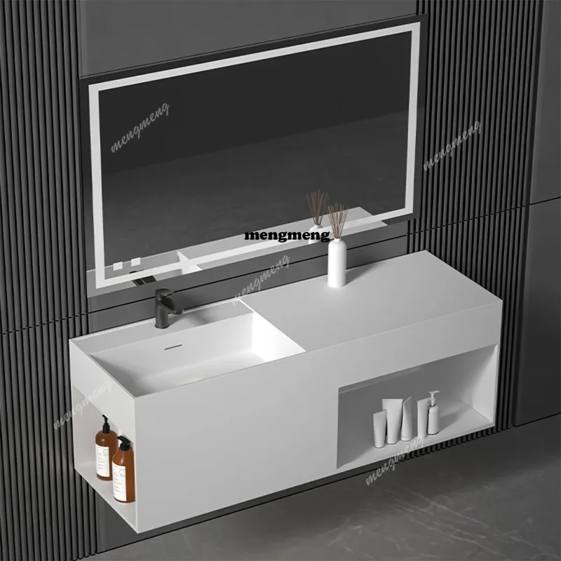 

Nordic Bathroom Cabinet Storage Artificial Stone Integrated Bathroom Cabinet Home Storage Full Set Mobile Da Bagno Furniture