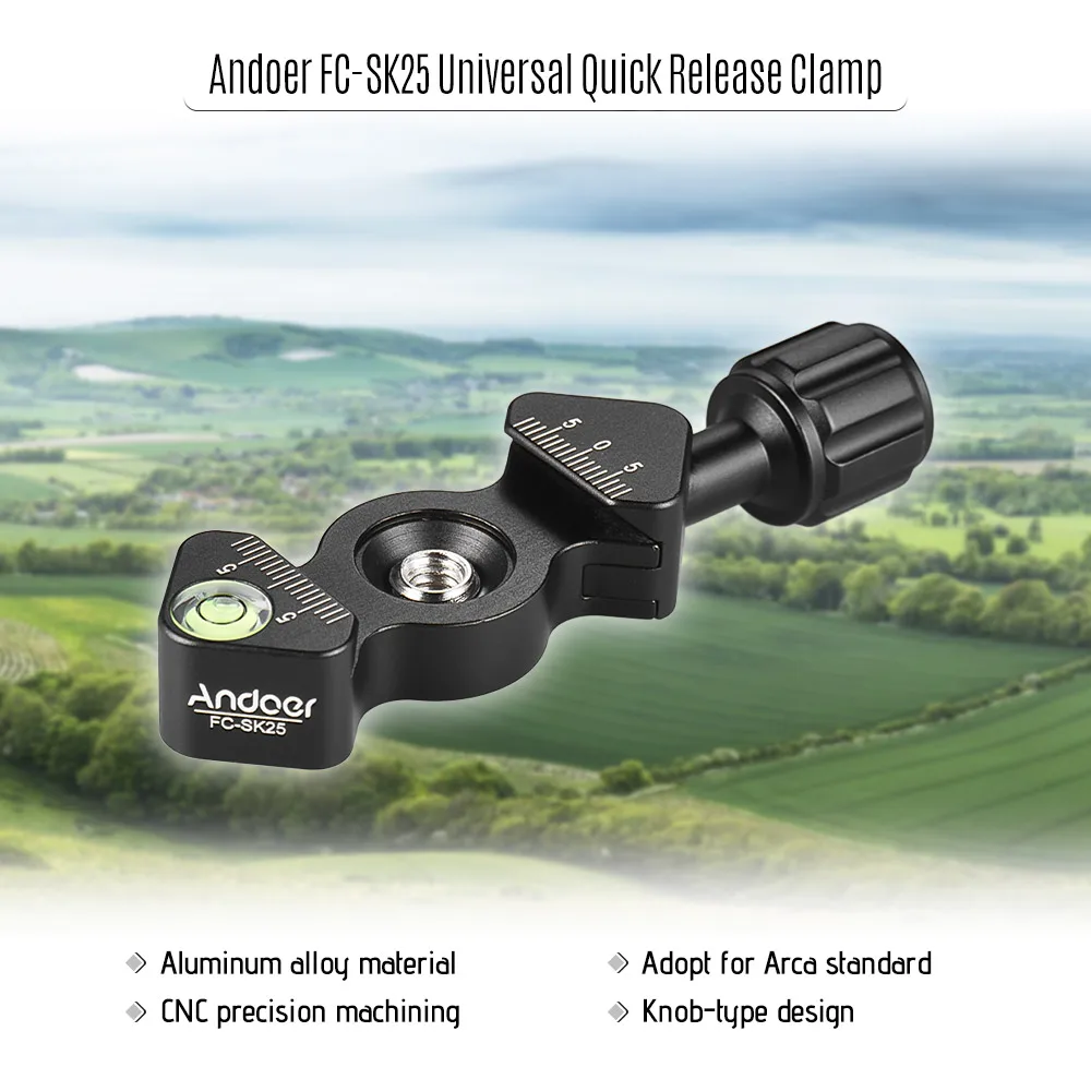 FC-SK25  Aluminum Alloy Quick Release Clamp Tripod Clamp Knob-Type 1/4
