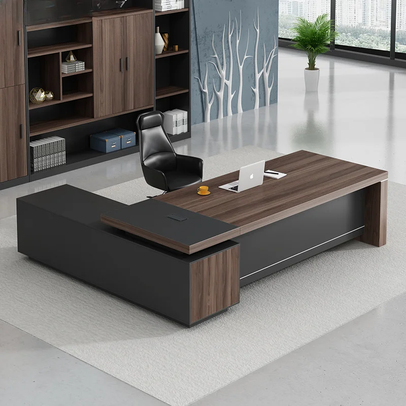 Executive Luxury Office Furniture L Shape Modern Manager Desk CEO Office Desk And Chair File Cabinet Boss Office Desks