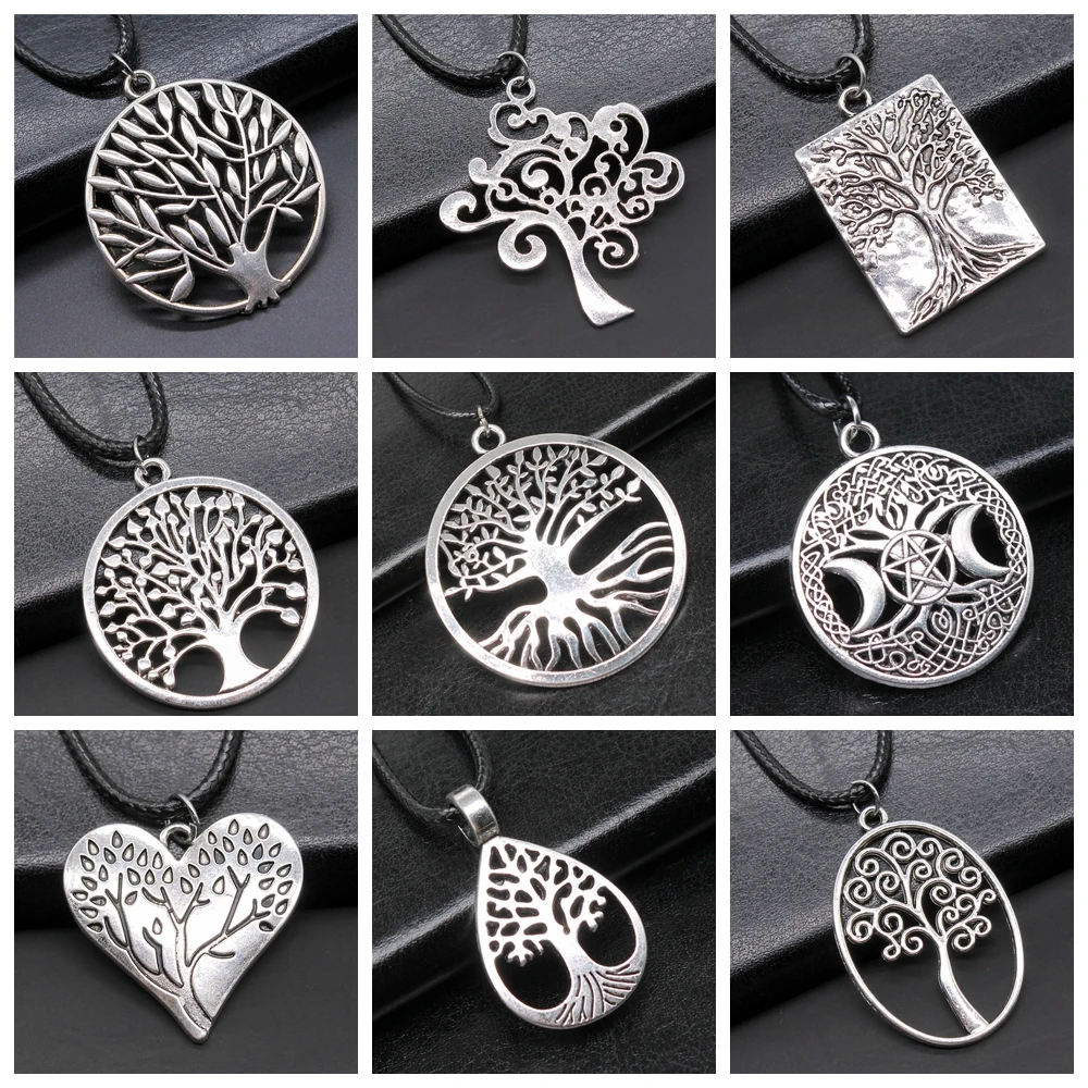 33 Styles Tree Of Life Pendant Necklace Black Leather Cord Unisex Women Men Necklace Jewelry Dropshipping