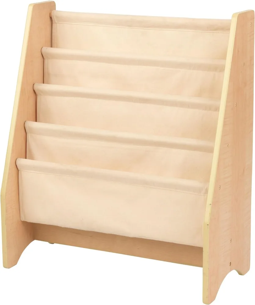 Kids Kraft Wood and Canvas Sling Bookshelf, Estante Móveis para Crianças, Natural, Presente para Idades 3 + Crianças